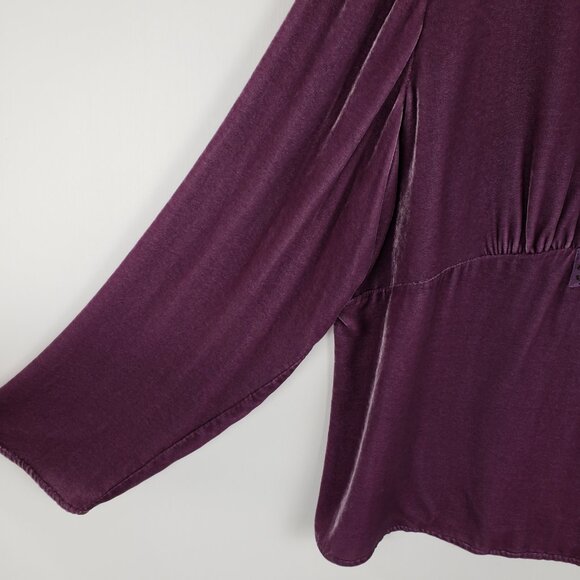 J Jill Purple Velvet Surplice Empire Top L Romantic Renaissance Vintage Blouse - Picture 5 of 11